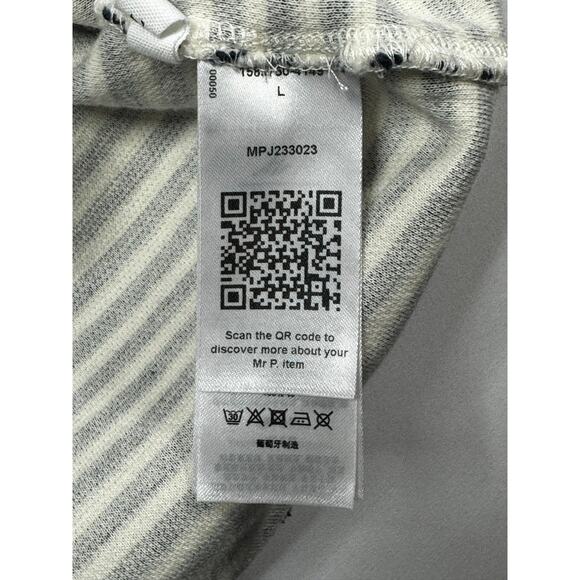 Mr. P Men's Short Sleeve Knitted Blue White Striped Polo Shirt - Size L - Picture 4 of 5